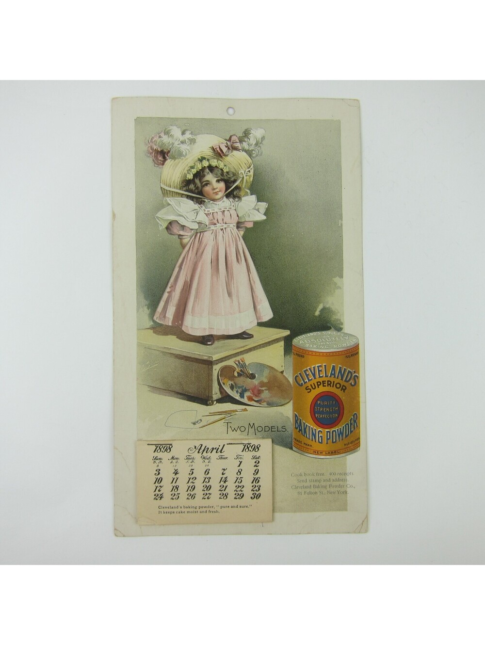 Advertising Wall Calendar Victorian Girl Clevelands Superior Baking Powder 1898